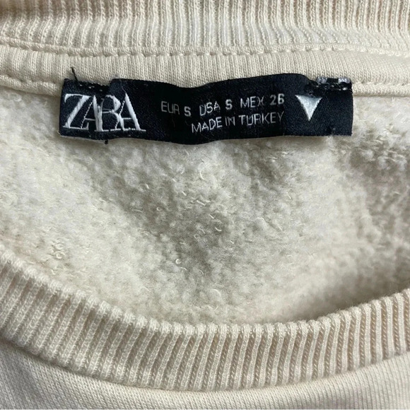 Zara Women’s Peachy Yellow Puff Sleeve Crew Neck Sweater, Small - Picture 3 of 5